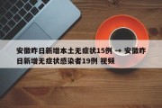 安徽昨日新增本土无症状15例 → 安徽昨日新增无症状感染者19例 视频